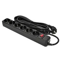 Фільтр мережевий , 6 розеток, 5 м, Black, 16А, до 3.5 кВт Patron teh0024060