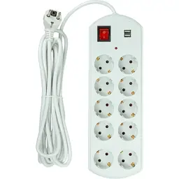 Мережевий фільтр живлення PowerPlant 5м, 10 розеток, USB, євро, 100% мідь (YS-N6065/5) (EX610556) - мініатюра 2
