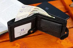 Класичне чоловіче портмоне з натуральної шкіри ST Leather ST102 чорне 9,5 см - мініатюра 9