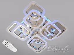 Стельова LED люстра з пультом, диммером і підсвічуванням, 110W, хром