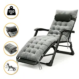 Розкладне крісло ліжко з оксамитовим матрацом LEOBRO Grey (LB-FCB-G4-GRY)