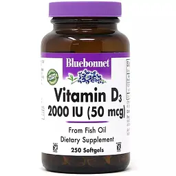 Вітамін D3 Bluebonnet Nutrition 50 мкг 250 капсул