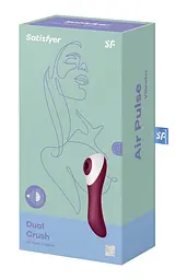 Стимулятор Satisfyer Dual Crush Вакуумний кліторальний двосторонній, 17.5х3.8 см бордовий - мініатюра 2