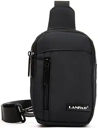 Сумка через плече Lanpad 13х18х8 см нейлонова з переставним ременем Чорний
