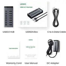 Хаб USB 3.0 -> USB to 7xUSB 3.0 з додатковим живленням Type-C 12V 2A CM481 Ugreen - мініатюра 5