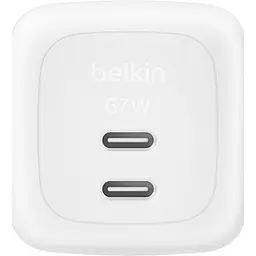 Мережевий зарядний пристрій Belkin Boost Up Charge Pro Dual USB-C GaN 67W White (WCH020KQ2MWH-B6) [158914] - мініатюра 3