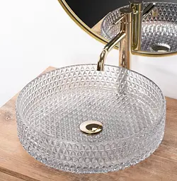Умивальник Rea Cristal Transparent 40 накладний REA-U0284, Прозорий - мініатюра 4
