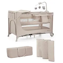 Ліжко-манеж с пеленатором Kinderkraft Joy 2 Beige (KLJOY02BEG000AC)
