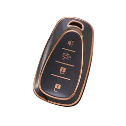Чохол ключа Chevrolet чорний+золота окантовка Horn (4 кнопки, включаючи кнопку сигналу) TPU
