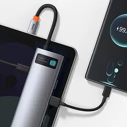 Порт-реплікатор адаптер хаб Baseus Metal Gleam Series 8-in-1 Multifunctional Type-C Dock - мініатюра 4