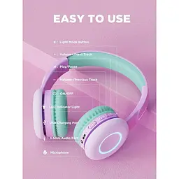 Бездротові навушники Biggerfive Bluetooth для дітей із 7 світлодіодними лампами - мініатюра 7
