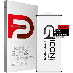 Захисне скло ArmorStandart Full Glue Icon Glass для Redmi Note 13 Pro 4G/ Poco M6 Pro 4G/ Note 14S Black (ARM73386) [102867] - мініатюра 2