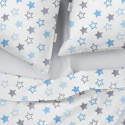 Комплект постільної білизни Cosas євро з простирадлом на резинці STARS CS9 200 x 220 см (StarsClearGreyBlue_El160-01White_200) - мініатюра 3