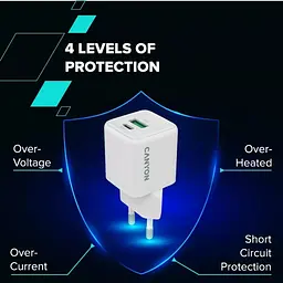 Зарядний пристрій Canyon CU20AC GaN 20 Вт 1xPD 1xQC EU білий (CNS-CUW20AC) - мініатюра 8