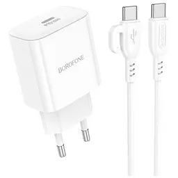 Зарядний пристрій BOROFONE BA81A USB-C PD20W + cable USB-C to USB-C White (6941991108204)