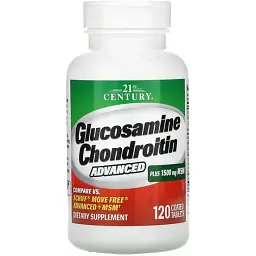 Глюкозамін, хондроїтин 21st Century Glucosamine Chondroitin Advanced + MSM 120 таблеток