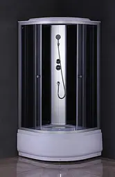 Душовий бокс без гідромасажу Mixxus Strong SB01-90x90x215-GR Satin з високим піддоном MI6885, Хром матовый, тонований, хром матовий - мініатюра 8