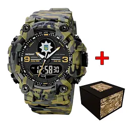 Наручний годинник чоловічий 001CMGRPO Поліція Зелений камуфляж + Коробка. Patriot acs0031080