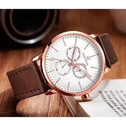 Чоловічий годинник Naviforce Business Leather Gold NF3001 - мініатюра 3
