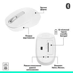 Миша M196 Bluetooth Off White (L910-007460) Logitech teh0022082 - мініатюра 5