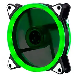 Кулер корпусний Voltronic sleeve fan 3-контактний + 4-контактний - 120 мм, 12 В, 1100 об/хв, зелений, двосторонній - мініатюра 1