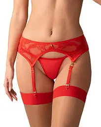 Пояс для панчох Obsessive Aliosa, 2XL/3XL (червоний
