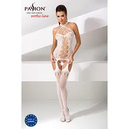 Бодістокінг Passion BS056 комбінезон імітація панчохи S/M/L white - мініатюра 2