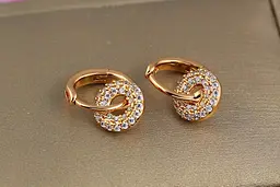 Сережки дитячі Xuping Jewelry подвійний обідок 1.3 см золотисті - мініатюра 2