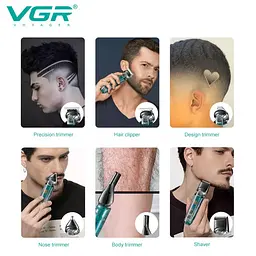 Машинка для стрижки VGR V-102 акумуляторна, для бороди та тіла, з насадками - мініатюра 4