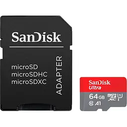 Карта пам'яті Sandisk 64Gb microSDXC (UHS-1) Ultra class 10 A1 (140Mb/s) (adapter SD) (SDSQUAB-064G-GN6IA)