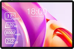 Планшет TECLAST T50 Plus (2025) 11" 6ГБ, 256ГБ, LTE, 8000мА рік, Android, сірий