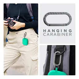 Силіконовий чохол для навушників Apple AirPods Pro, Hang Case, зелений, ультратонкий захисний кейс товщиною 2 мм, захист від подряпин, пилу та ударів, компактний, з карабіном для кріплення, ArmorStandart (ARM56102) - мініатюра 6