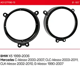 Проставки під динаміки 165 мм / 6.5" ACV 271190-13 для автомобілів BMW X5, Mercedes C-klasse, CLC-klasse, CLK-klasse, G-klasse - мініатюра 4