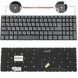 Клавіатура для ноутбука LENOVO (IdeaPad: 320-15 series) rus, onyx black, без фрейма (оригінал)