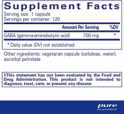 Гама-аміномасляна кислота Pure Encapsulations GABA 120 капсул - мініатюра 2