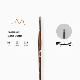 Пензель синтетика кругла Raphael Precision, №4, для акрилу та олії, довга ручка - мініатюра 2