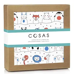 Пелюшка багаторазова Cosas непромокаюча Animals Line 70х120 см, біла