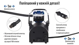 Автомобільний компресор Vitol 150psi 14Amp 37л R13-R16 прикурювач (K-40) - мініатюра 7