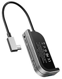 Мультипортовий адаптер USB Хаб Baseus Bend Angle No.7 Multifunctional Type-C Converter CAHUB-WJ0G Dark Grey - мініатюра 2