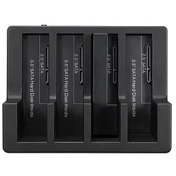 Зовнішня кишеня Maiwo клонов. для 4*HDD 2,5"/3,5" SATA/SSD через USB3.0 безгвинтов. кріпл. пластик чорн. (K3094A) - мініатюра 3