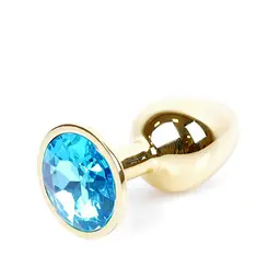 Металева анальна пробка із кристалом B-Series Jewellery Gold Plug Light