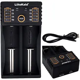 Зарядний пристрій LiitoKala Lii-202 для 2 акумуляторів з Power Bank, USB, LCD, універсальний - мініатюра 2