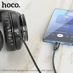 Аудіоадаптер Hoco UPA30 Friend digital audio conversion cable Type-C 1 м сірий - мініатюра 2