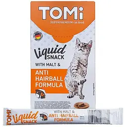 Ласощі для котів TOMi Liquid Snack Malt & Hairball томі виведення шерсті з солодом рідке