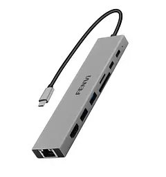 Док-станція Fenvi F-C801H концентратор USB - C Hub 8в1 HDMI USB 3.0 RJ45 CardReader PD (19130)
