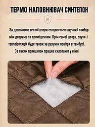Тепла штора на двері (на магнітах) Коричнева PP 90*210 см - мініатюра 4