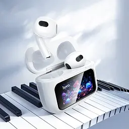 Бездротові навушники Hoco EW81 Elegant true wireless touch screen BT headset, BT5.4, 30mAh, 300mAh, 4h, white - мініатюра 8