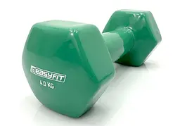 Гантель для фітнесу 4.0 кг EasyFit із вініловим покриттям зелена (EF-0040-GN)