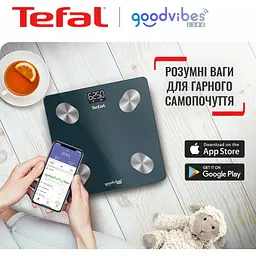 Ваги підлогові Tefal Goodvibes Life Bluetooth 180 кг AAAx3 в комплекті скло чорні - мініатюра 4