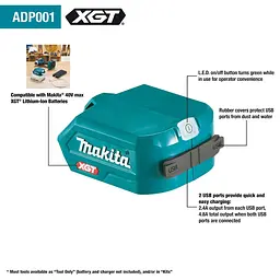 Адаптер USB для акумуляторів XGT Makita ADP001G - мініатюра 7